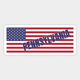 Pennsylvania State in American Flag Sticker